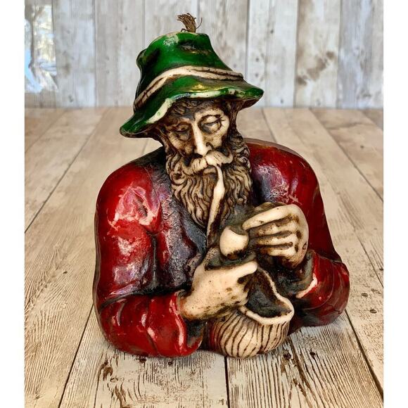 Vintage Wax Figurine Candle~Unlit~Bearded Wharf Fisherman/Sailor Smoking a Pipe - Picture 1 of 9